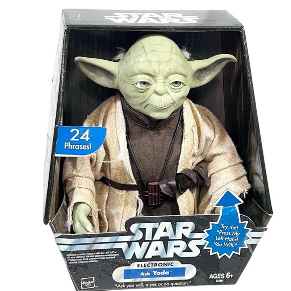 Star Wars Electronic Ask Yoda Talking Figure 24 Phrases Hasbro Working 2004 - Picture 1 of 9